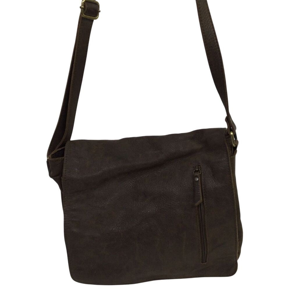 I Medici Womens Firenze Genuine Italian Leather Crossbody Messenger Bag Brown